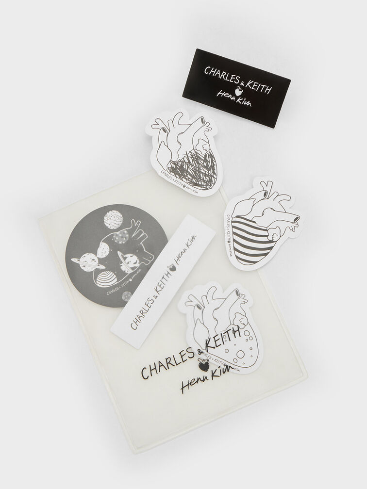 Illustrated Heart Charm Ankle Boots, Black Box, hi-res