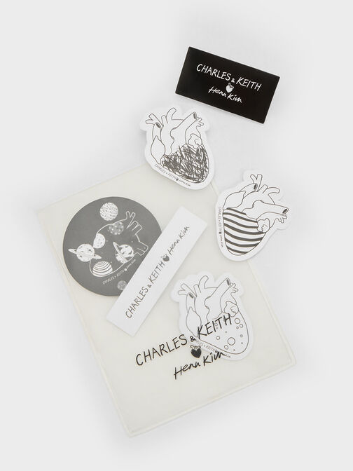 Illustrated Heart Charm Ankle Boots, Black Box, hi-res