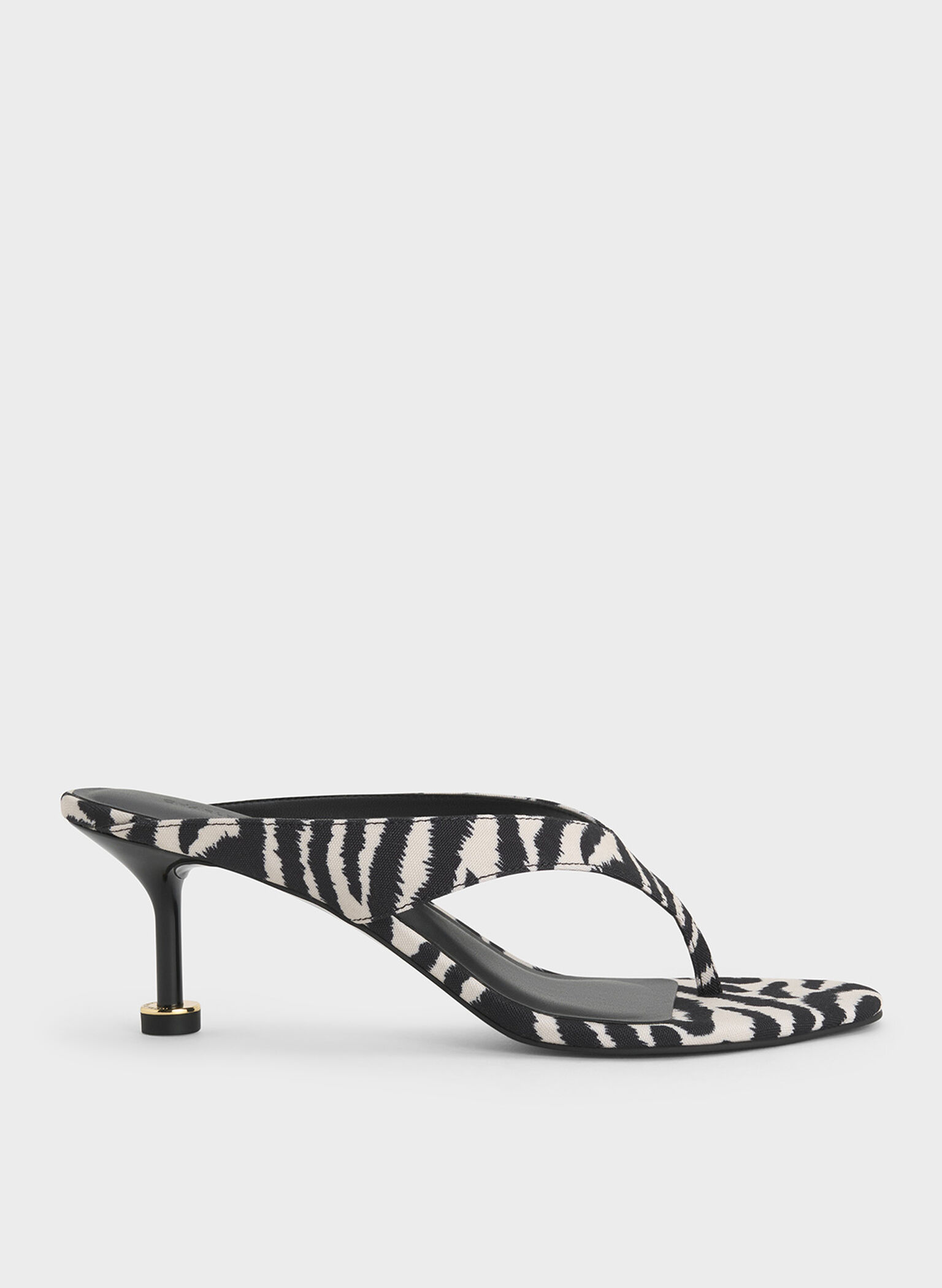 Wynn Zebra-Print Sculptural-Heel Thong Sandals, Animal Print Natural, hi-res