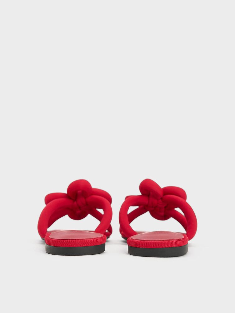 Clover-Knot Slide Sandals, Red, hi-res