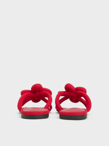 Clover-Knot Slide Sandals, Red, hi-res