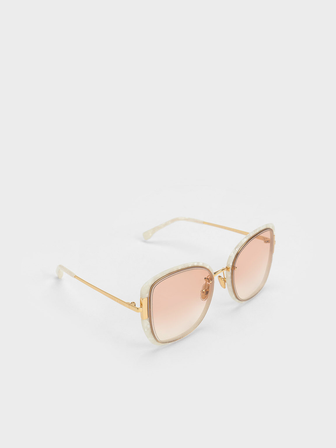 Acetate Butterfly Sunglasses, Cream, hi-res