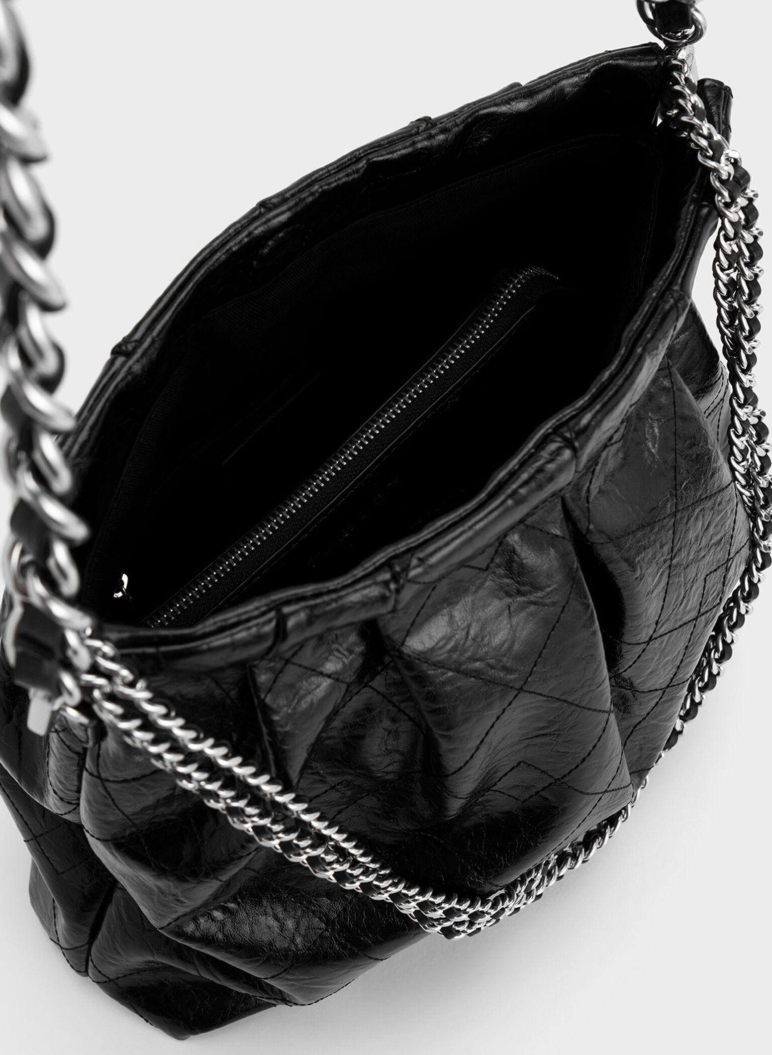 Duo Double Chain Hobo Bag, Noir, hi-res