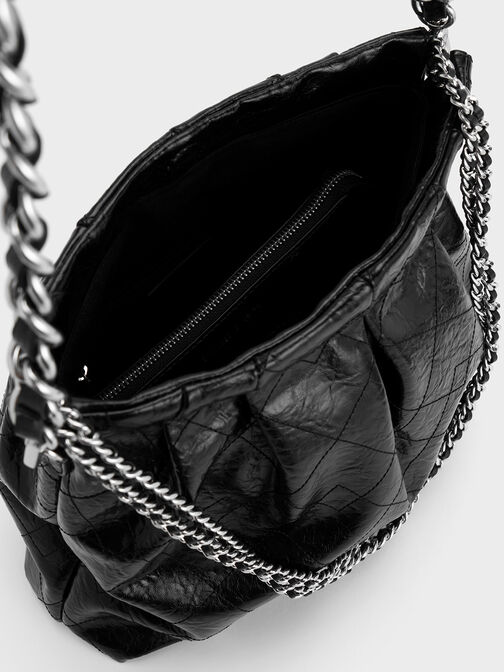 Bolso hobo Duo con doble cadena, Noir, hi-res
