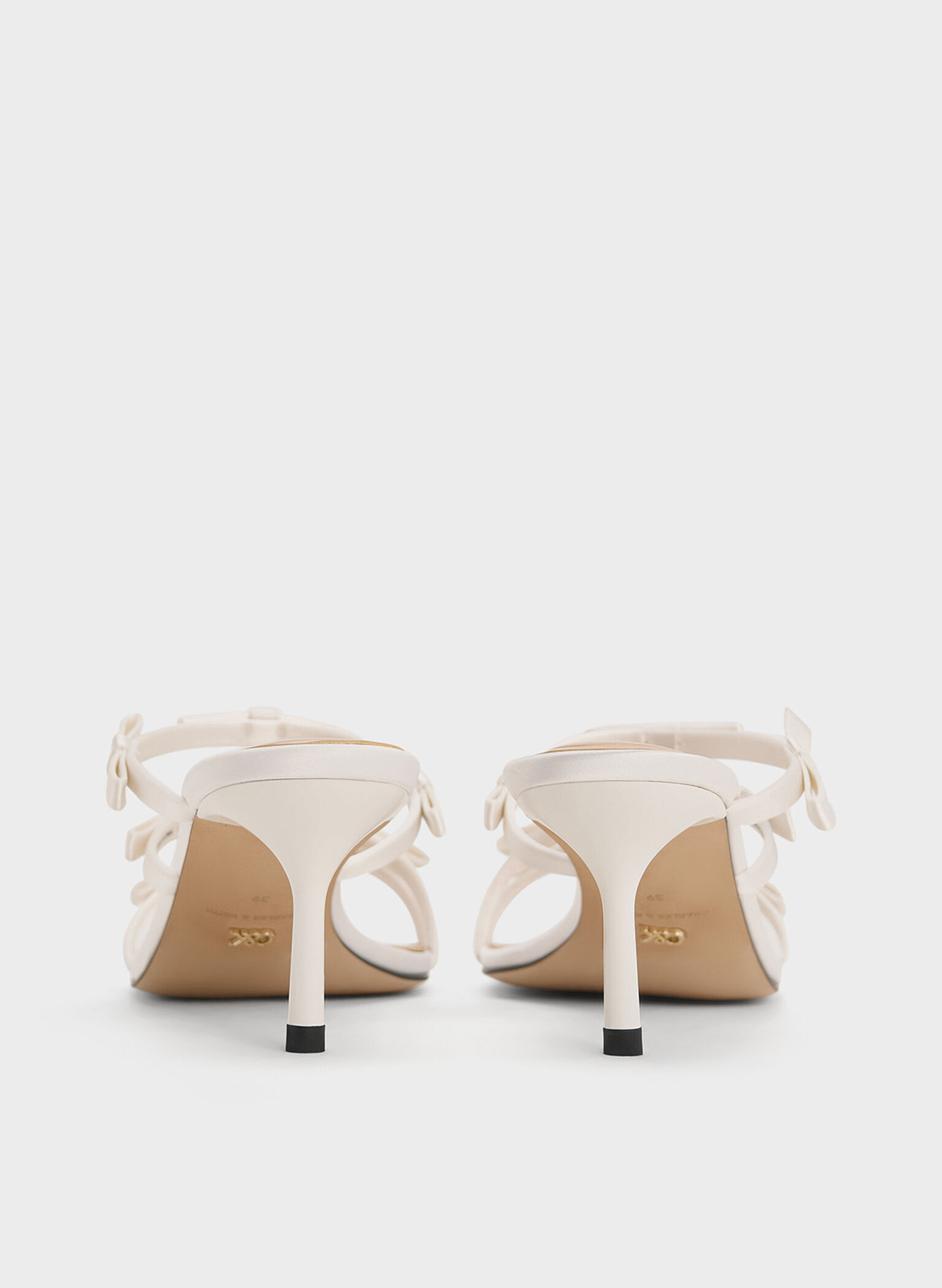 Sandalias de tacón Jessy de poliéster reciclado con lazo, Blanco, hi-res