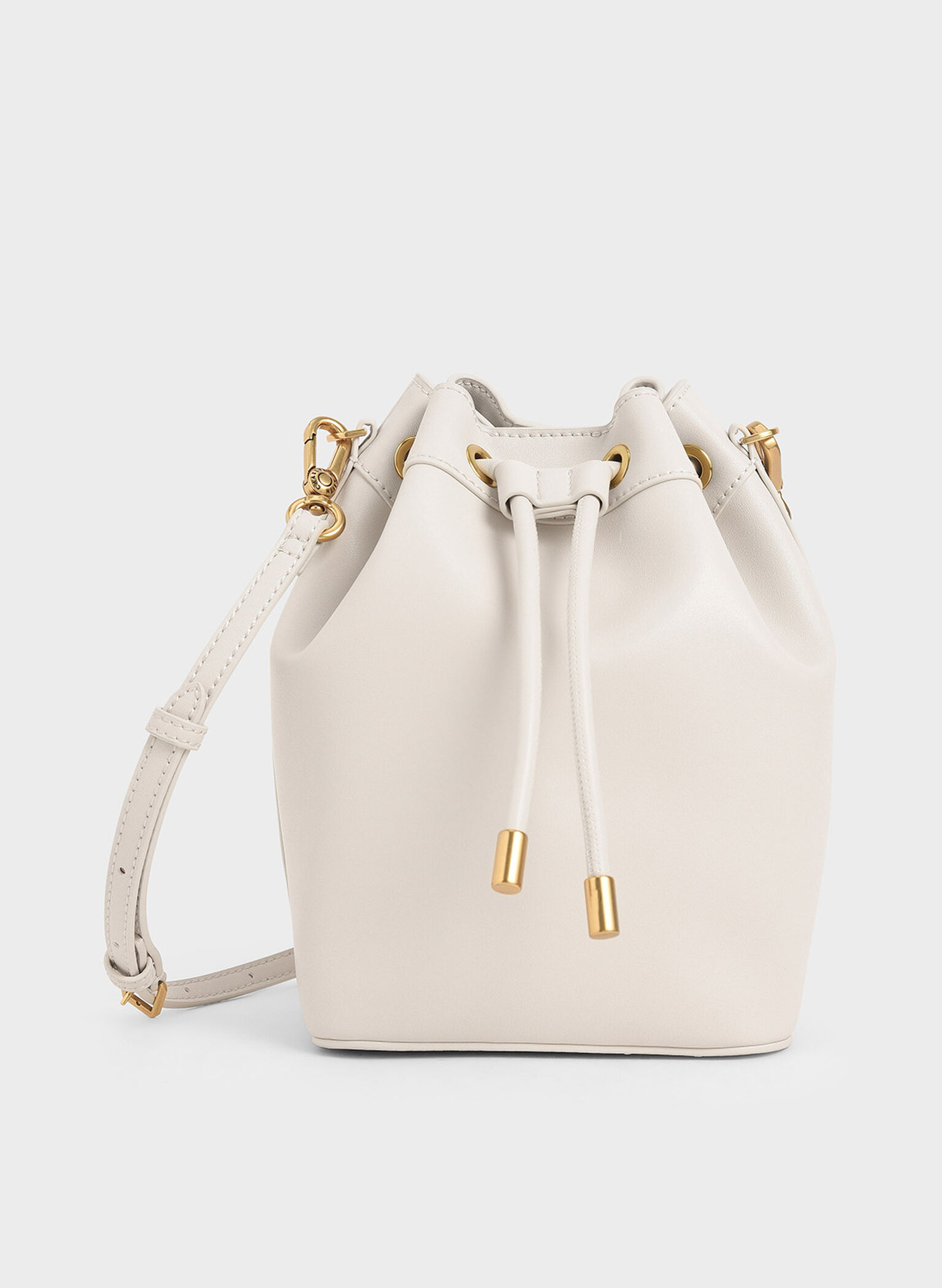Drawstring Bucket Bag, Ivory, hi-res