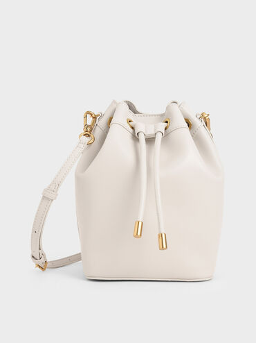 Drawstring Bucket Bag, Ivory, hi-res