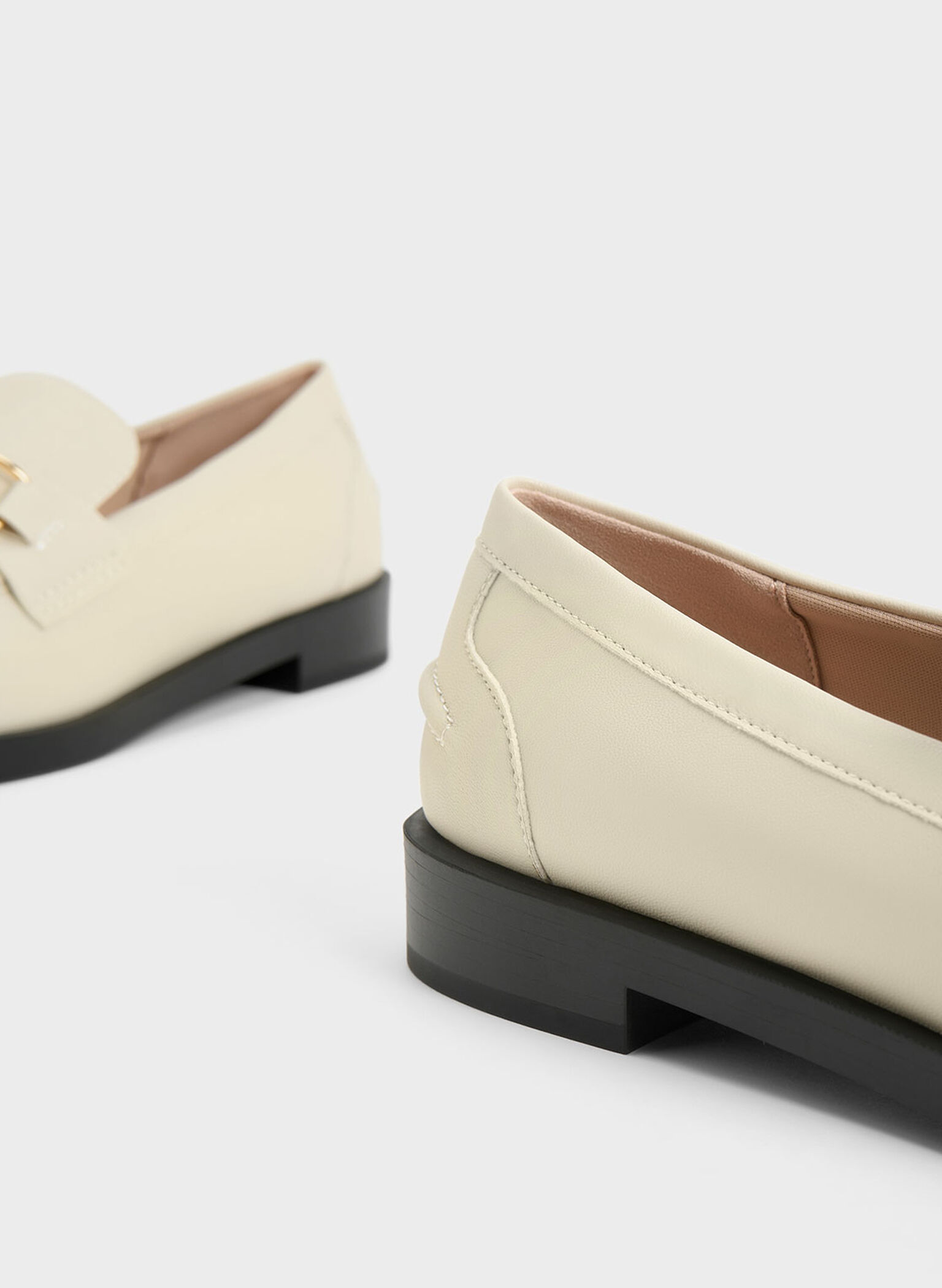 Leslie Metallic-Accent Loafers, Chalk, hi-res
