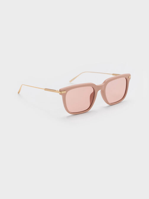 Aura Recycled Acetate Rectangular Sunglasses, Pink, hi-res