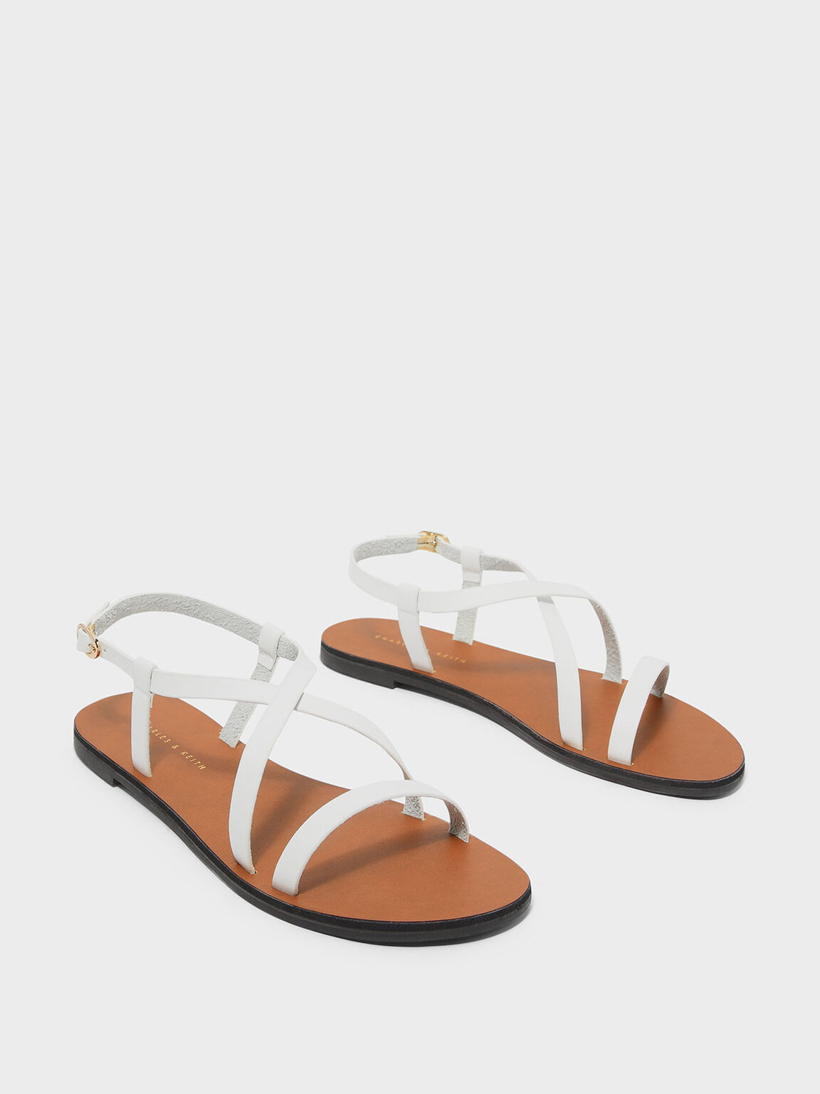 White Criss Cross Sandals - CHARLES & KEITH US