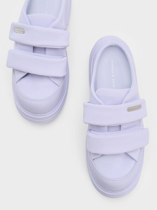 Nylon Padded Double-Strap Slip-On Sneakers, Lilac, hi-res