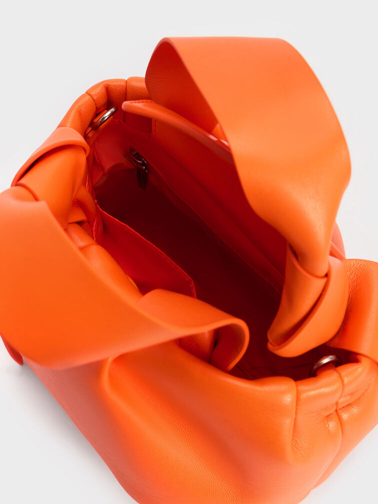 Toni Knotted Ruched Bag, Orange, hi-res