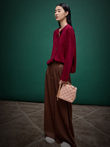 Bolso de hombro Alva acolchado con correa trenzada, Rosa pálido, hi-res