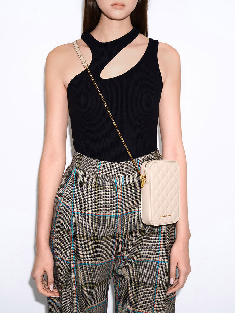 Bonnie Padded Phone Pouch, Beige, hi-res