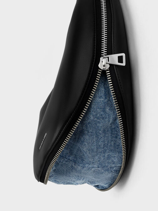 Saskia Crescent Hobo Bag, Noir, hi-res