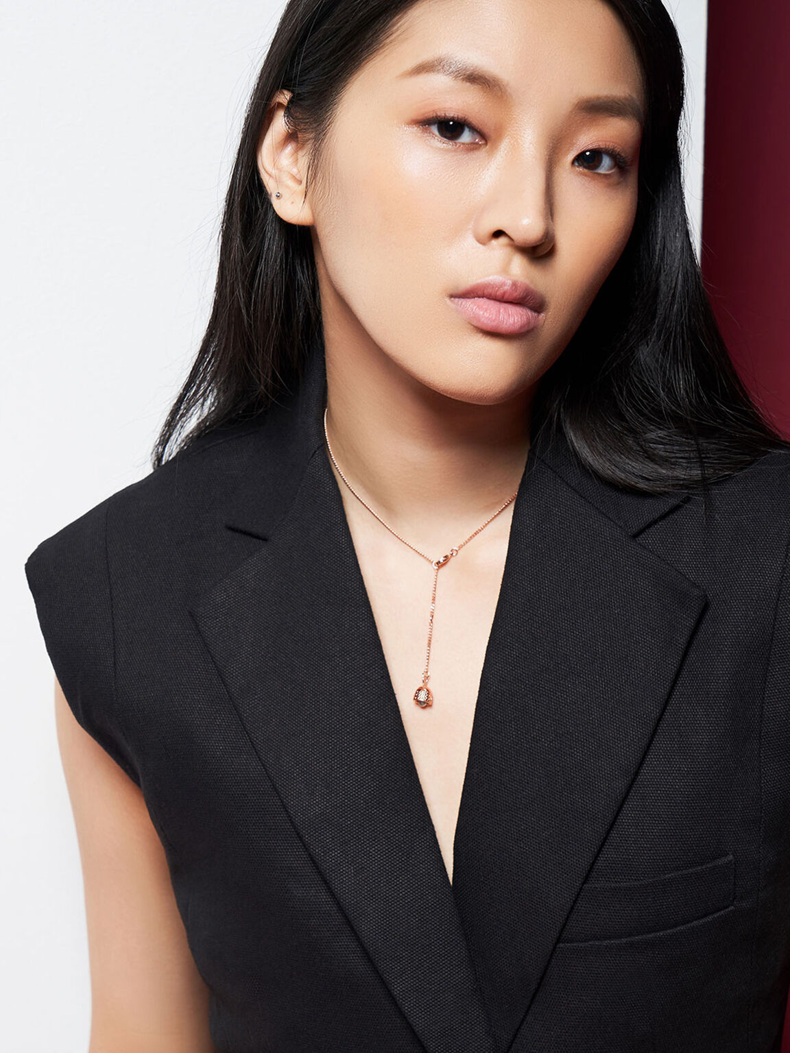 Rose gold charm necklace discount