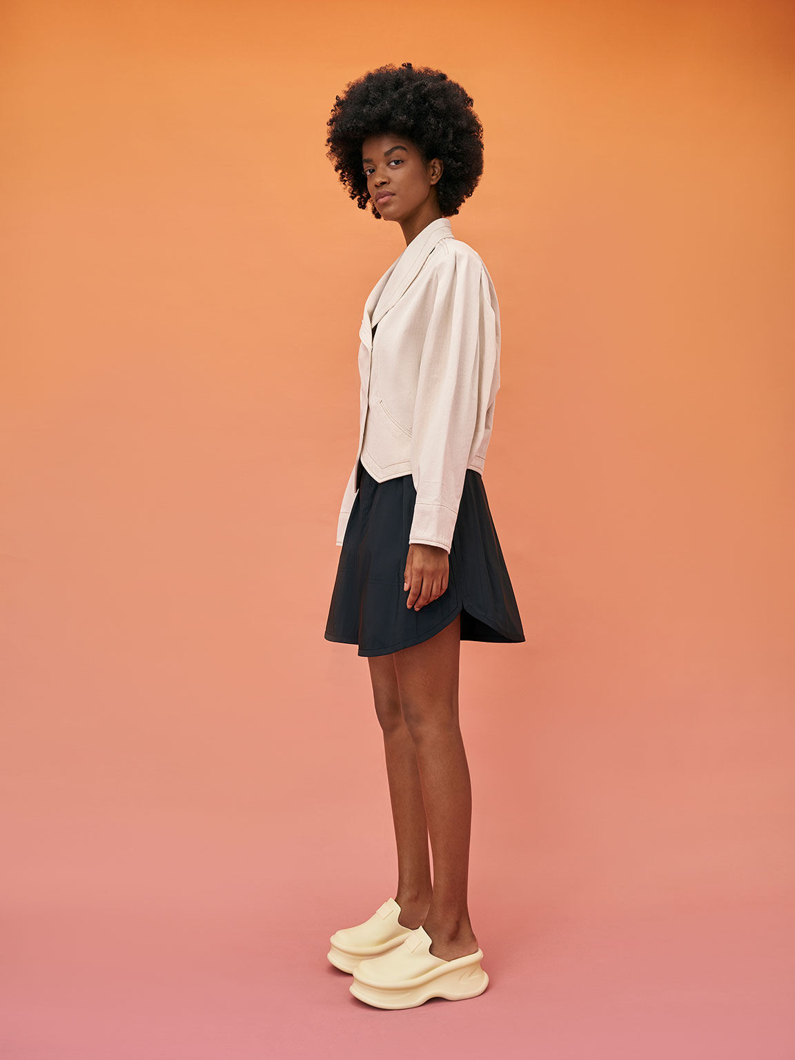 Curved Platform Mules, Butter, hi-res