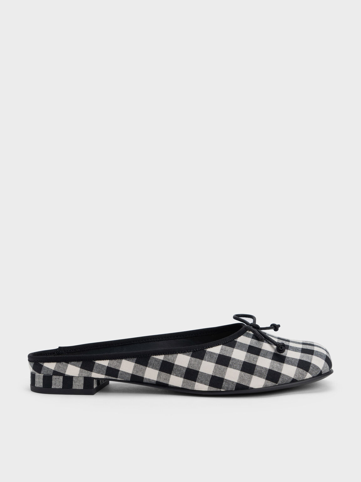 Bow Checkered Slip-On Flats, Black Textured, hi-res