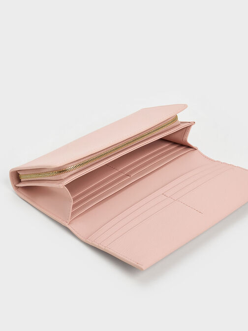 Front Flap Long Wallet, Pink, hi-res