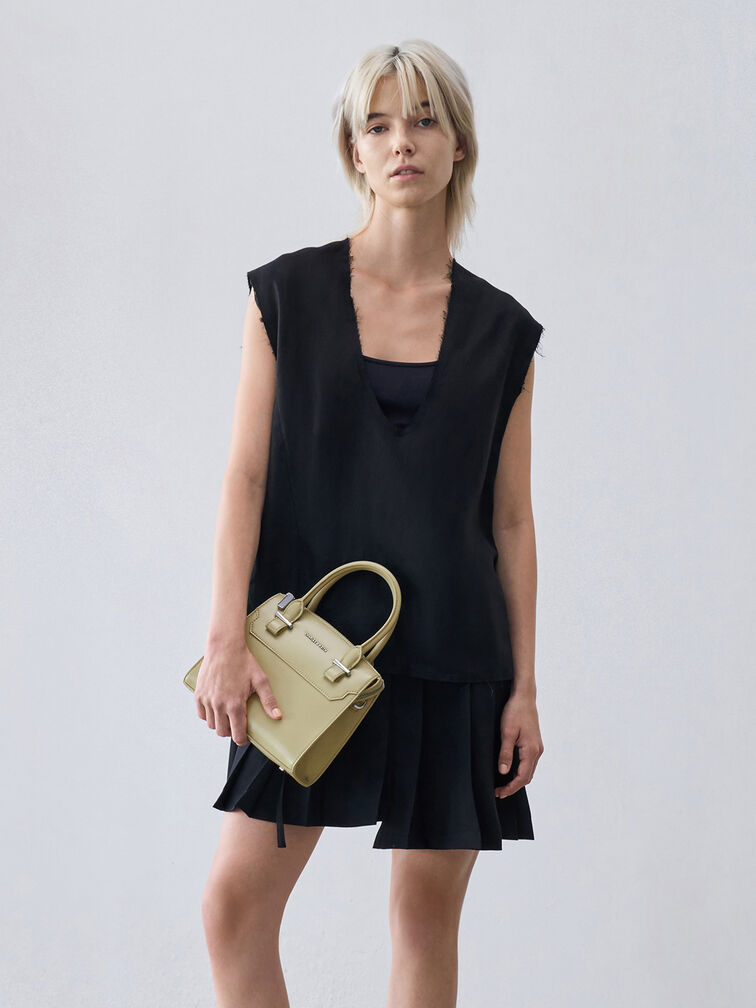 Temmie 拉鍊托特包, 灰綠色, hi-res