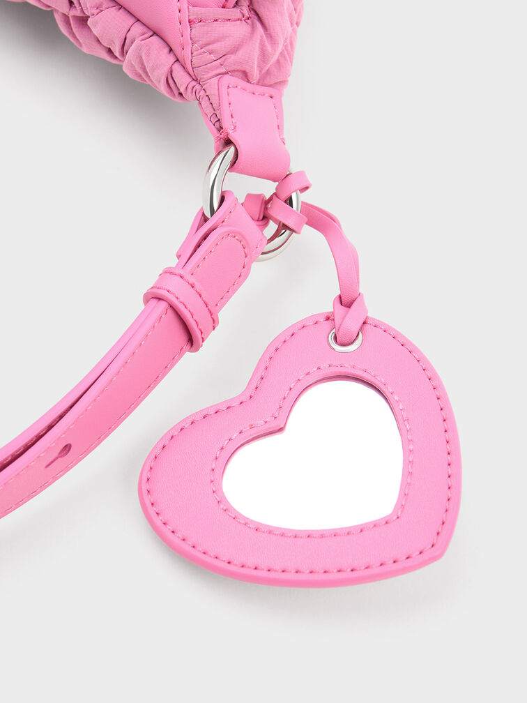 Ruched Nylon Bum Bag, Pink, hi-res