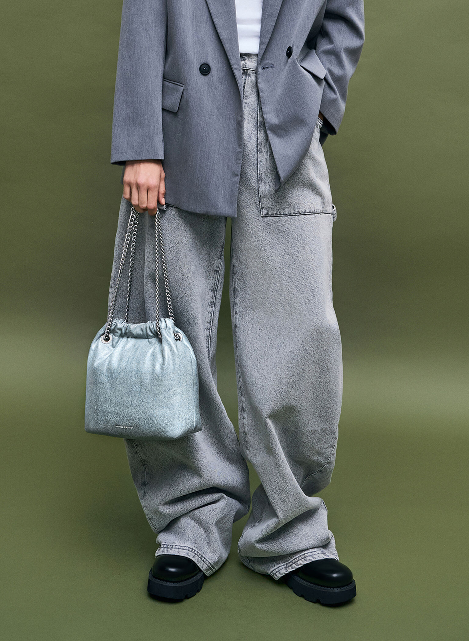 Caia Denim Chain-Handle Tote Bag, Denim Blue, hi-res