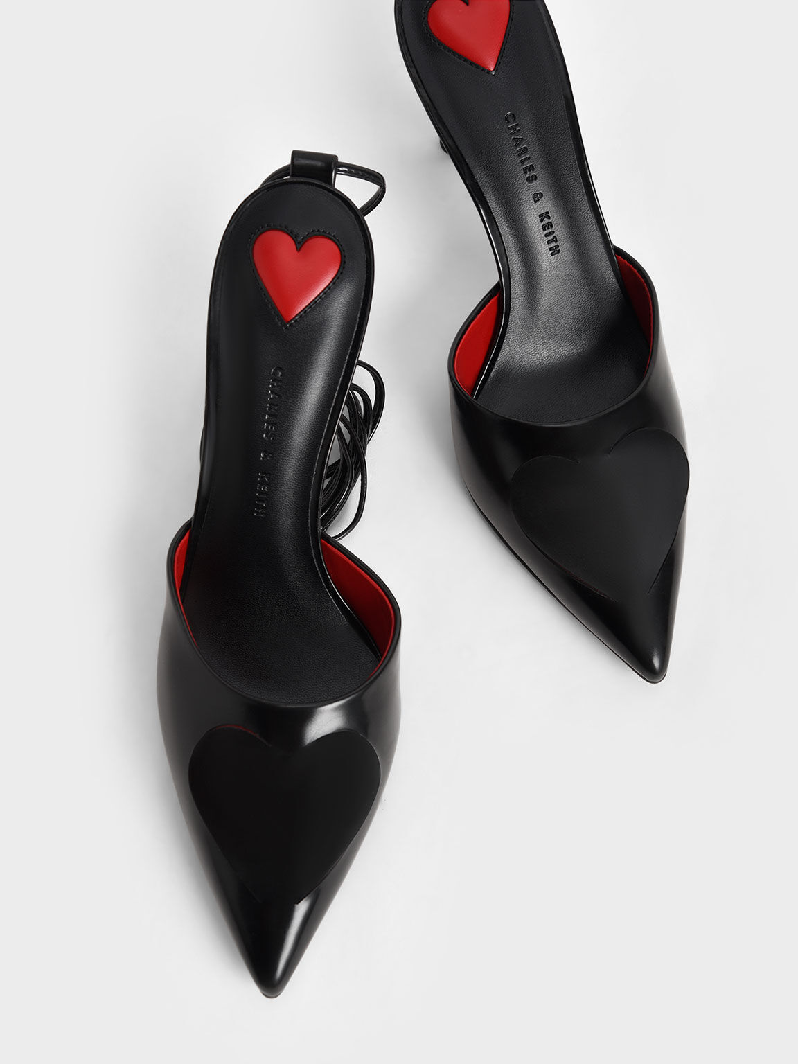 Valentine's Day Collection: Amora Heart Cut-Out Lace-Up Pumps, Black, hi-res