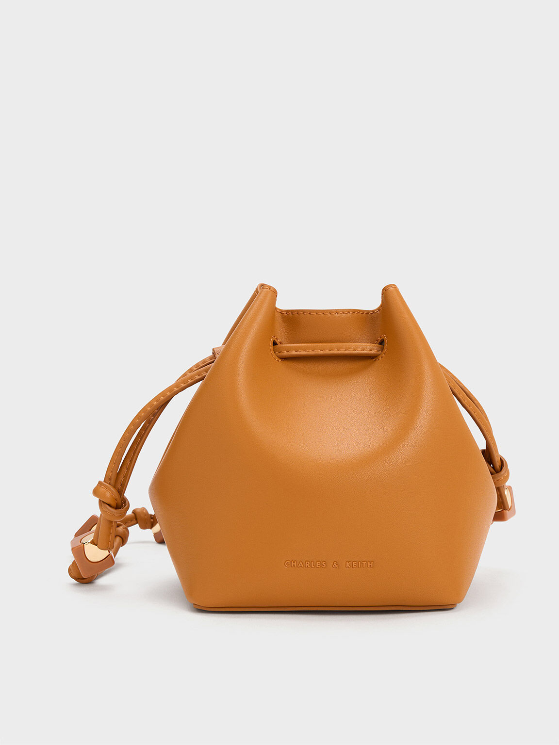 Cube Knotted Bucket Bag, Orange, hi-res