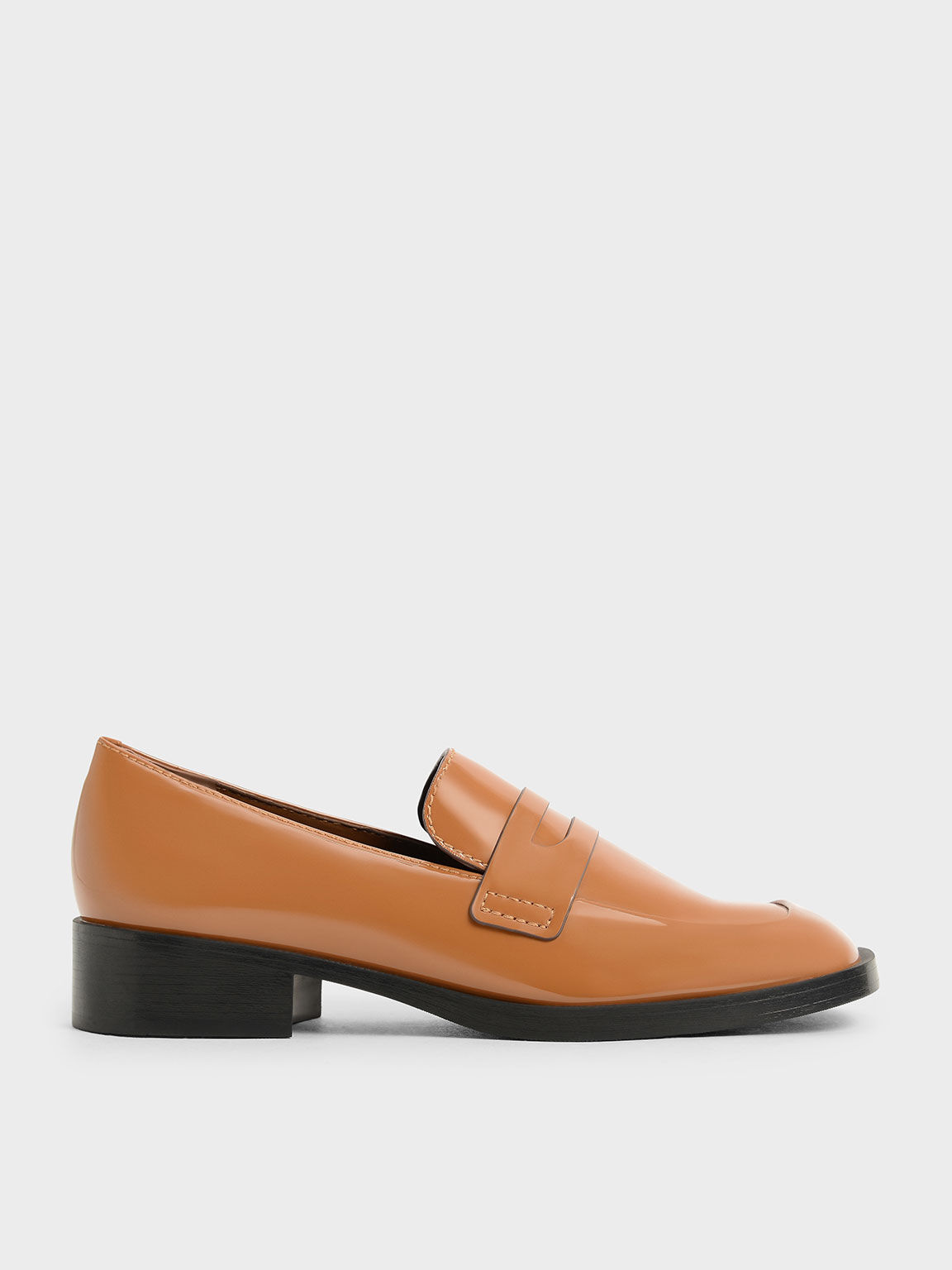 Patent Penny Loafers, Caramel, hi-res