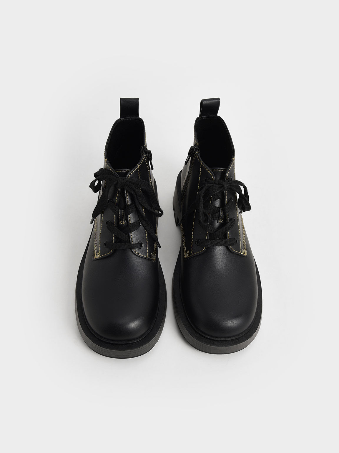Lace-Up Ankle Boots, Black, hi-res