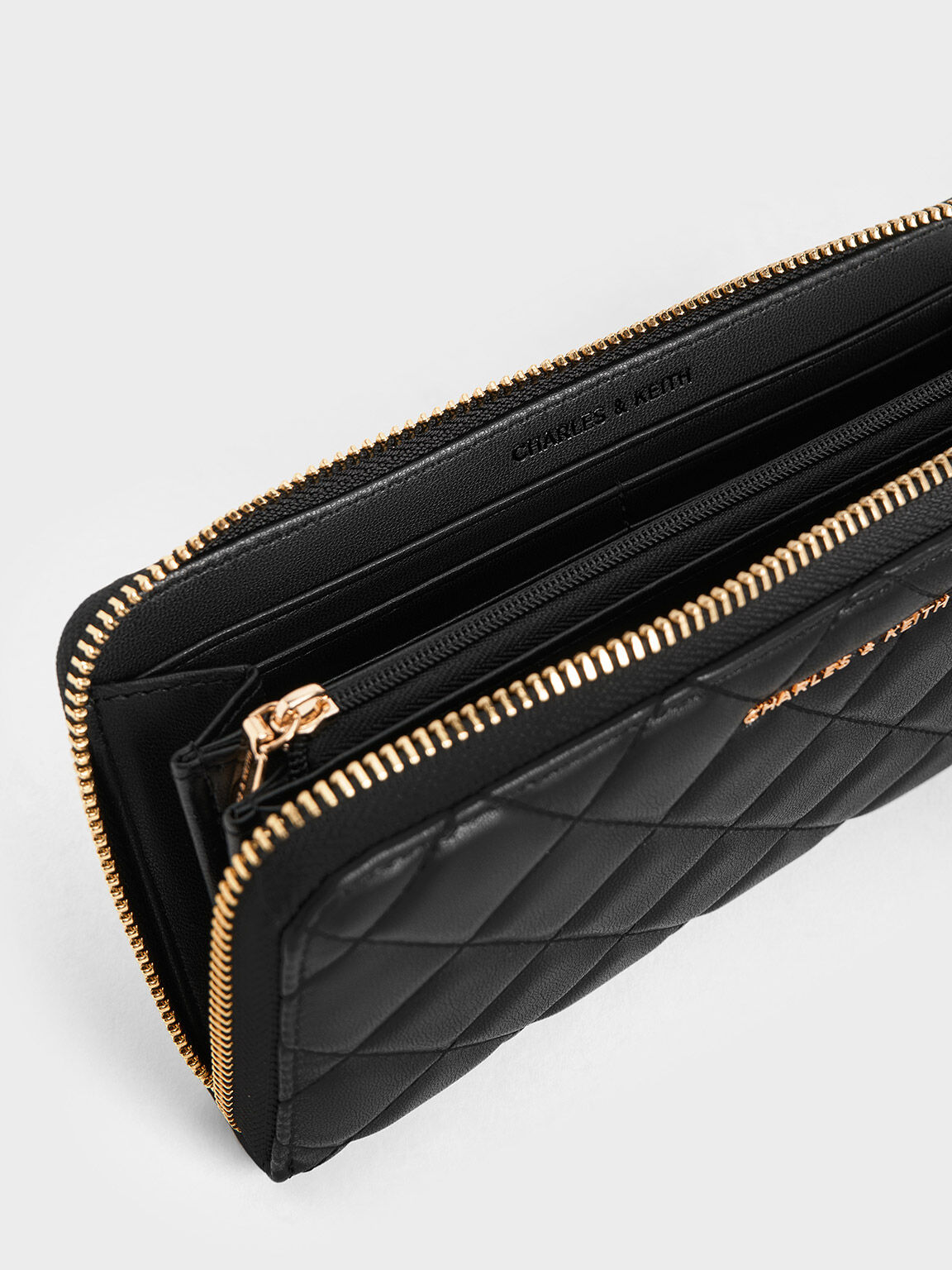 Black Cressida Quilted Long Wallet CHARLES KEITH CL