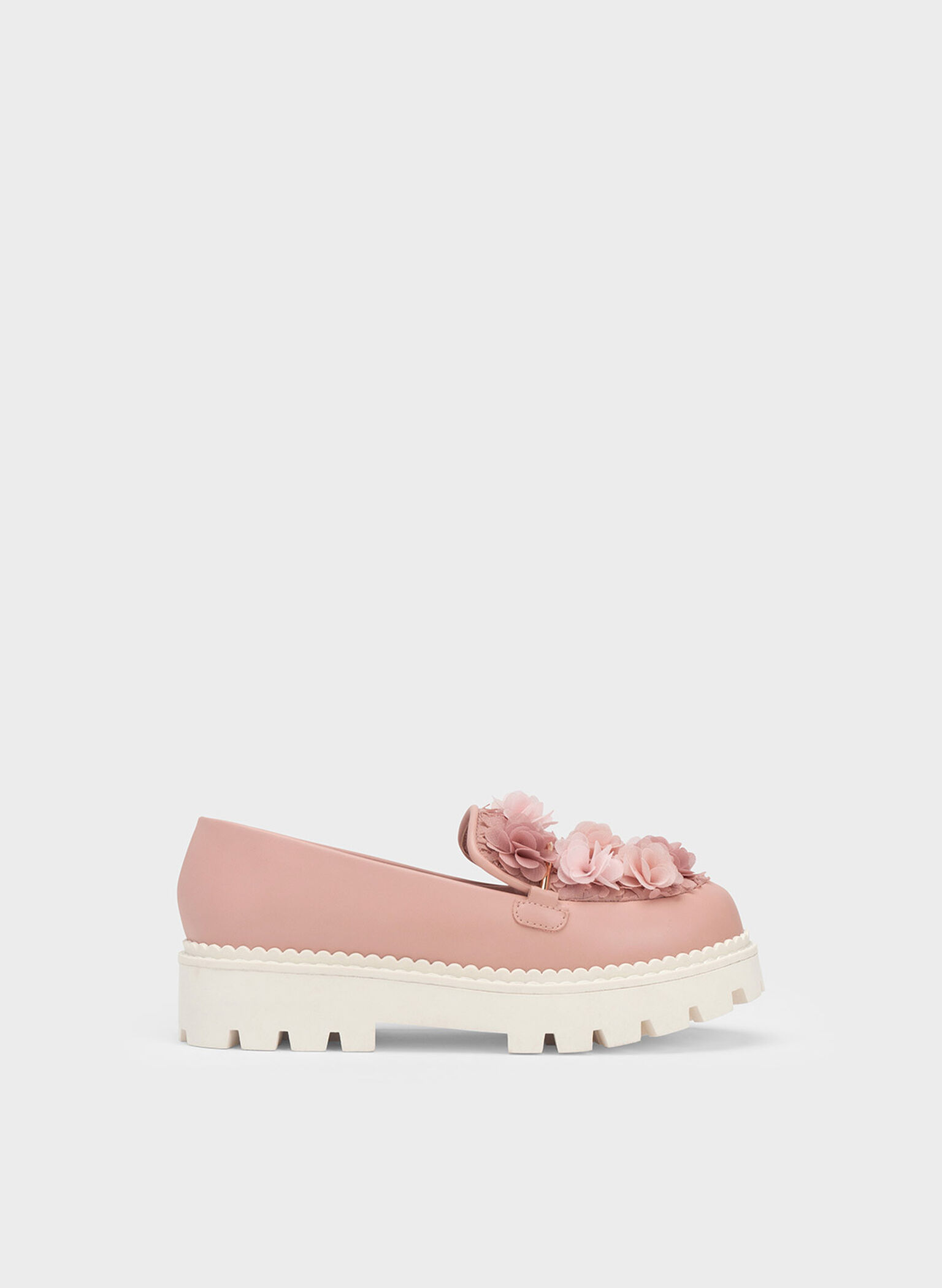 Girls' Floral Mesh Loafers, Blush, hi-res