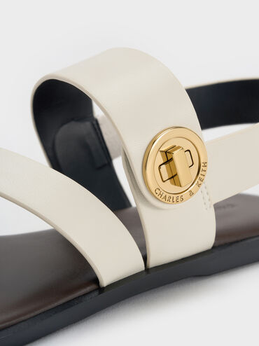 Yara Turn-Lock Strappy Sandals, White, hi-res