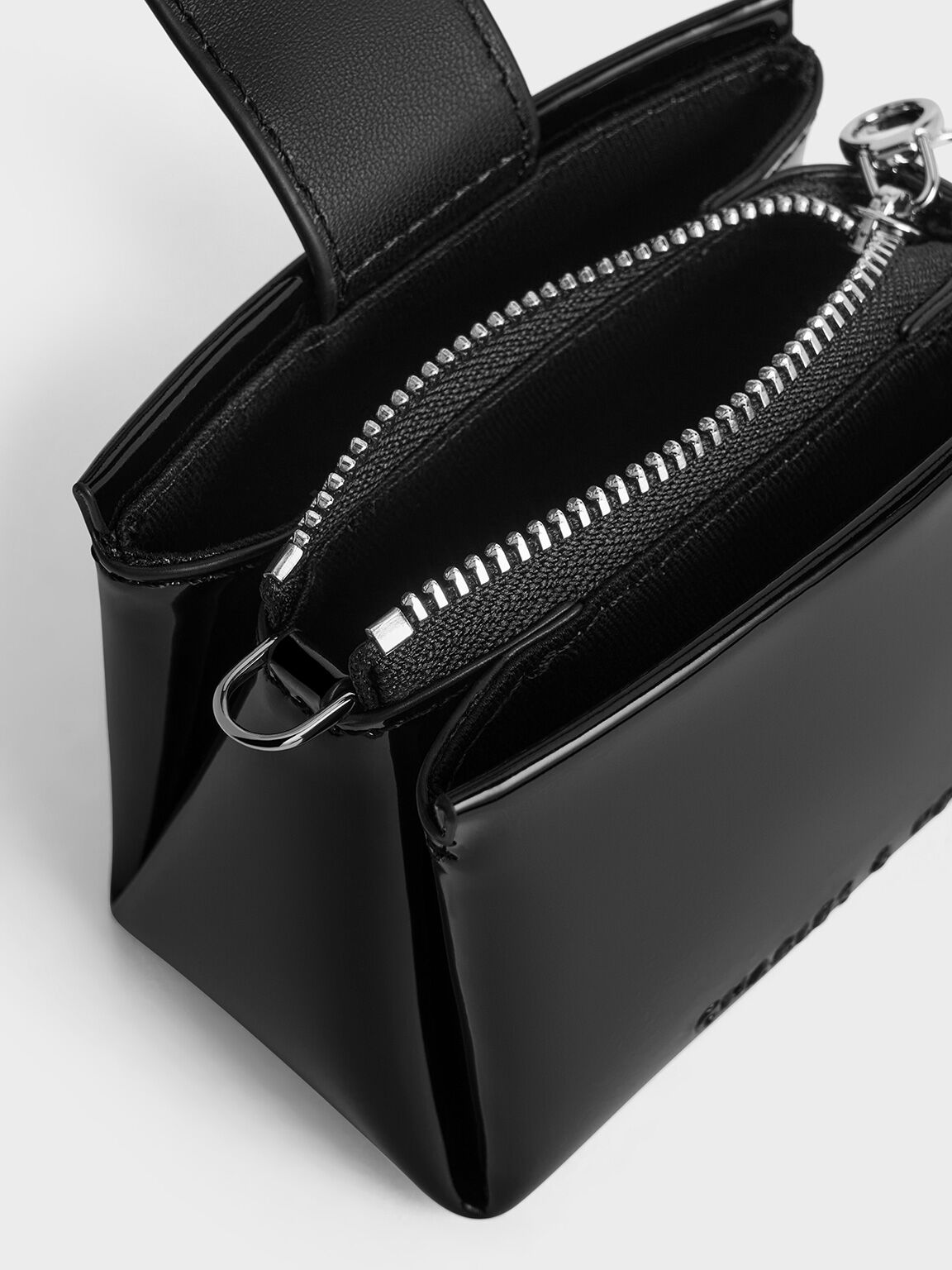 Bosie Patent Top Handle Pouch Noir