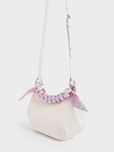 Ulani Scarf-Wrapped Geometric Bag, White, hi-res