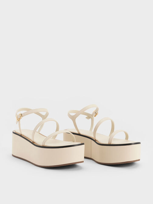 Strappy Flatform Wedge Sandals, Chalk, hi-res