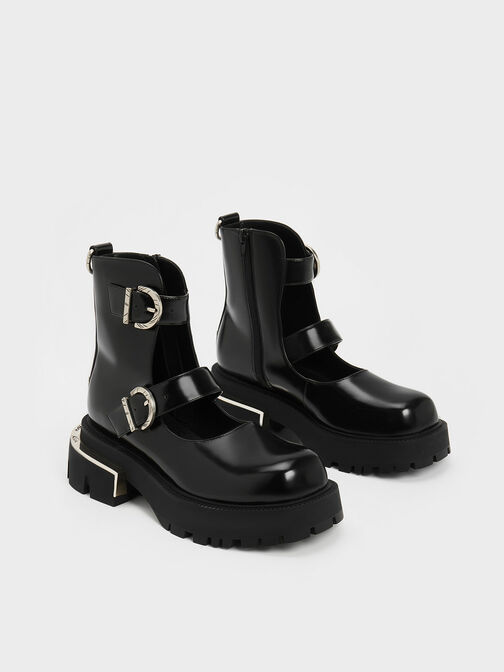Illustrated Heart Charm Ankle Boots, Black Box, hi-res