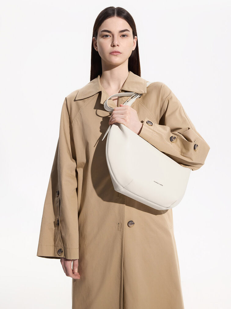 Odella Curved Hobo Bag, Cream, hi-res