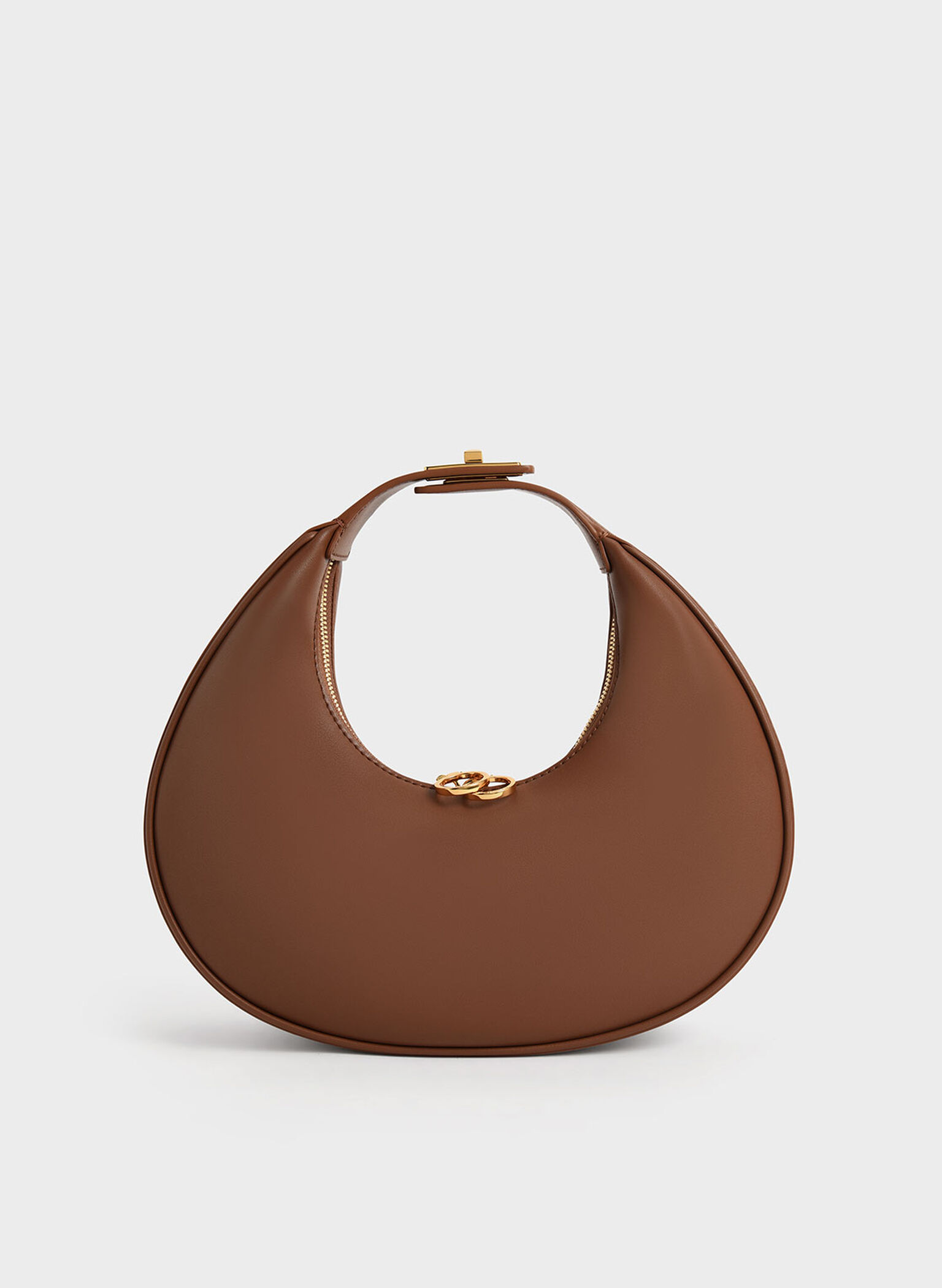 Crescent Hobo Bag, Brown, hi-res