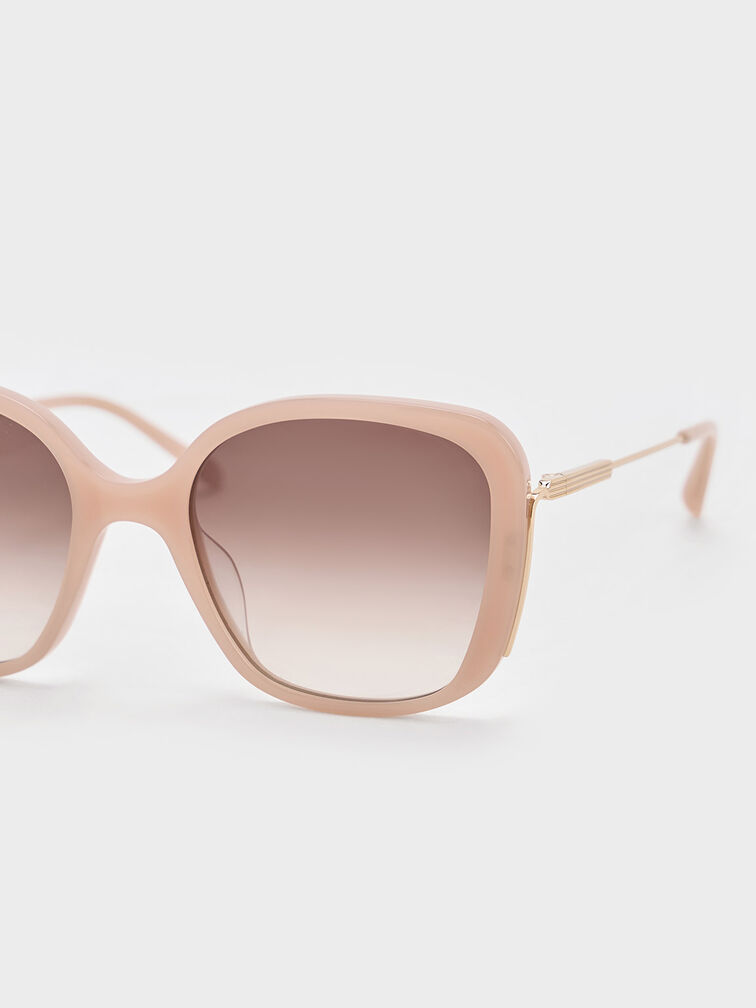 Gafas de sol mariposa de acetato reciclado con montura ancha, Rosa, hi-res