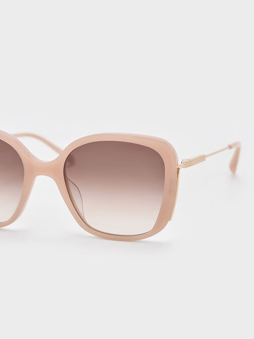 Recycled Acetate Wide-Frame Butterfly Sunglasses, Pink, hi-res