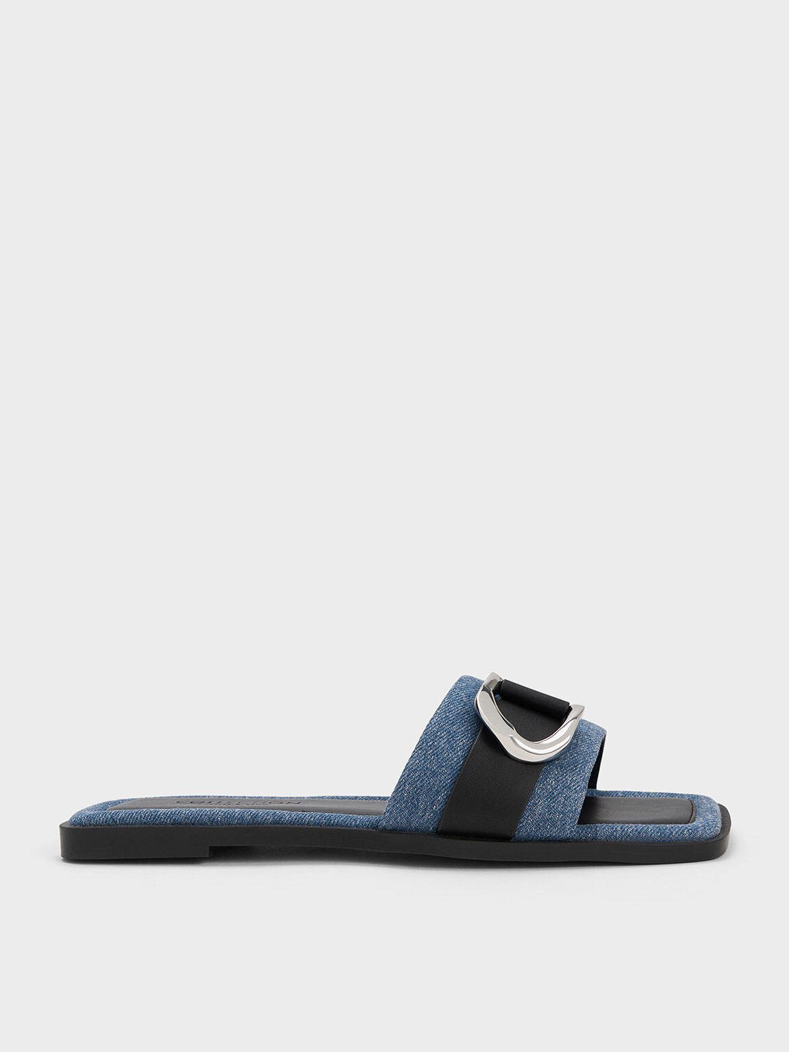 Blue Gabine Leather Denim Slide Sandals CHARLES KEITH US