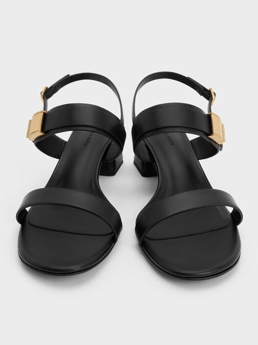 Yvette Double-Strap Heeled Sandals, Black, hi-res