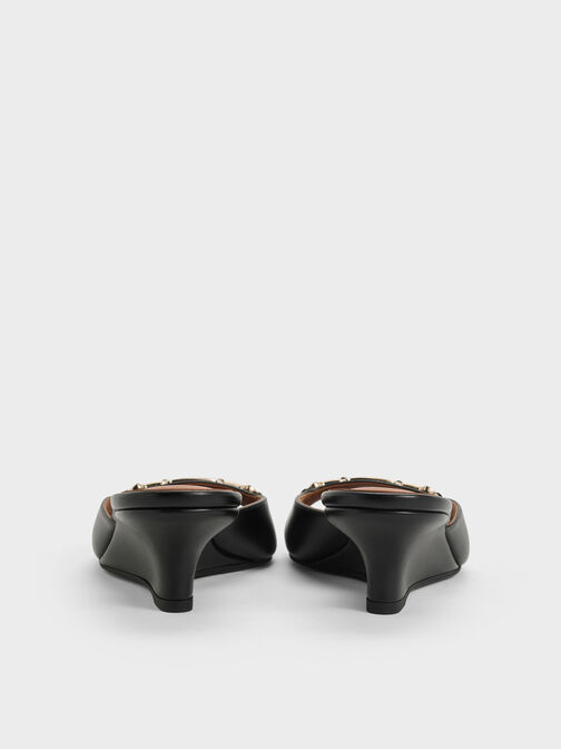 Erinna Metallc-Accent Wedge Mules, Black, hi-res