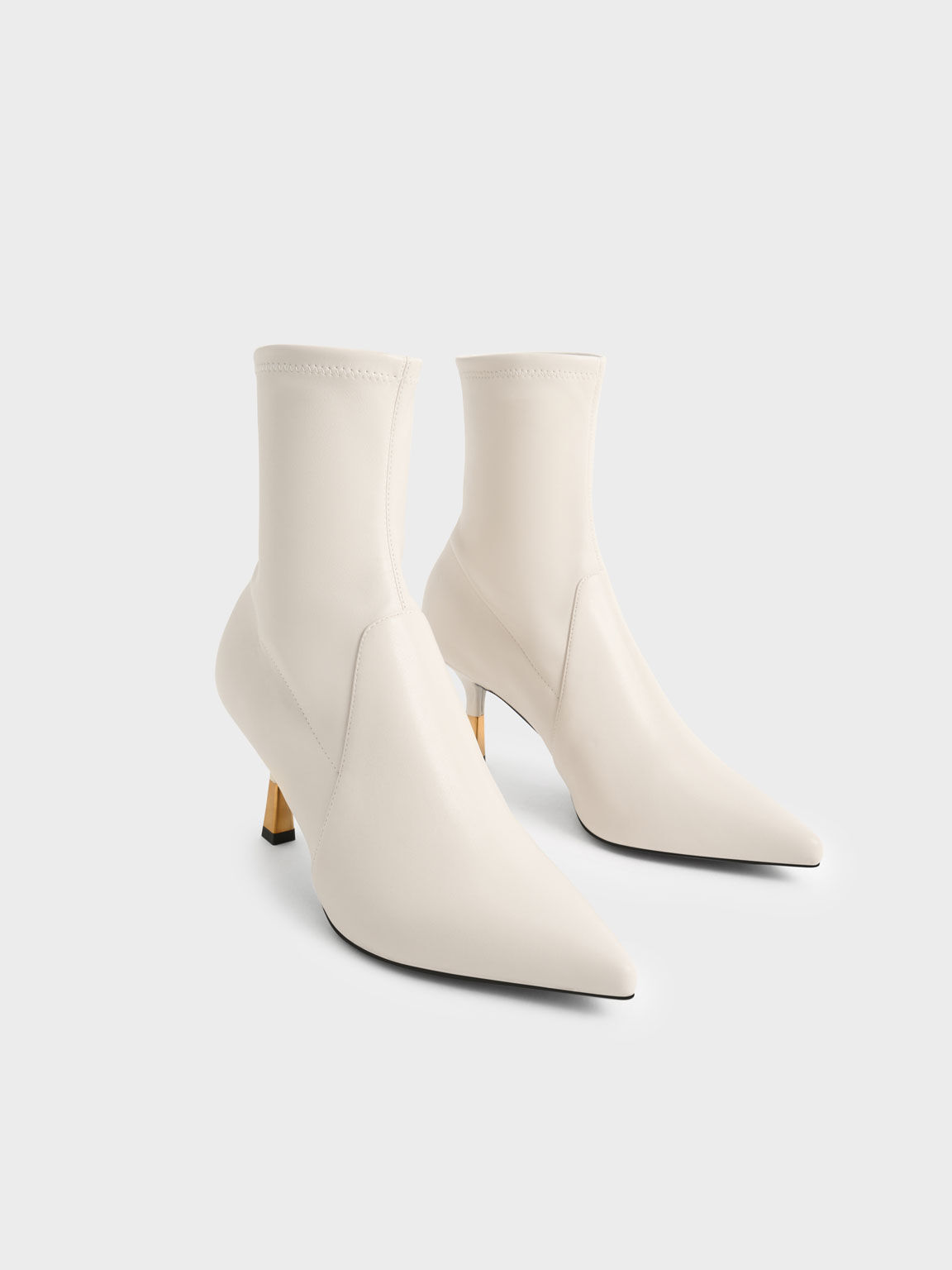 Kitten Heel Ankle Boots, Chalk, hi-res