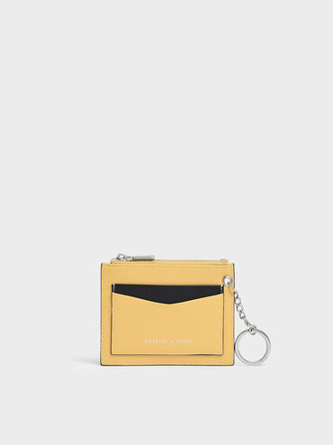 Two-Tone Zip Pocket Card Holder, Yellow, hi-res