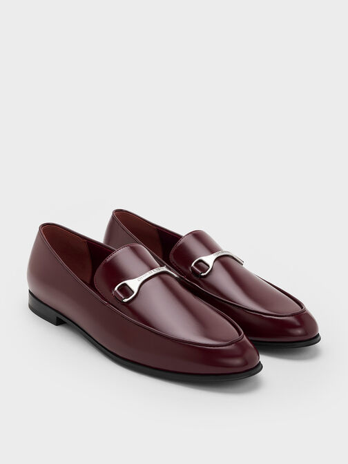 Mocasines Leslie con detalles metálicos, Burgundy, hi-res