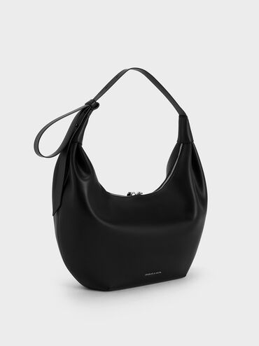 Odella Curved Hobo Bag, Noir, hi-res