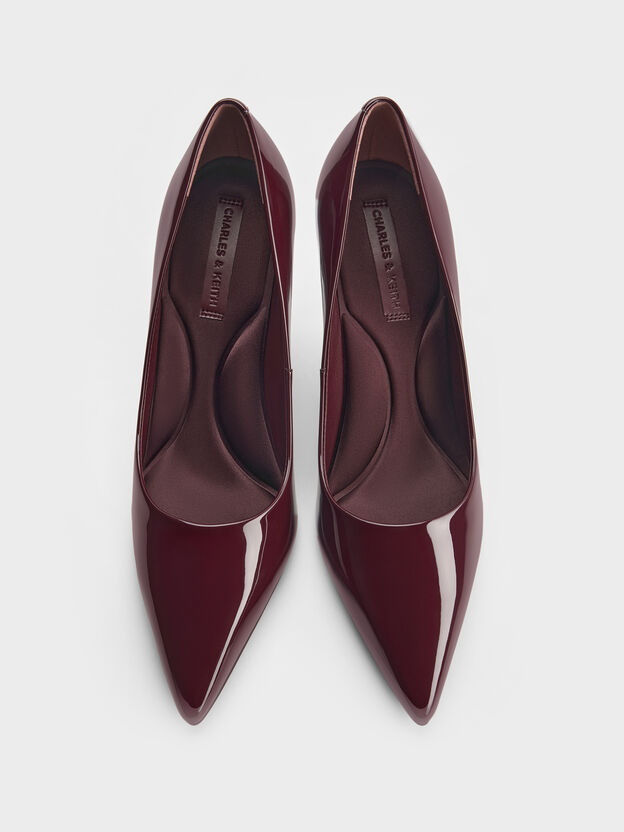 Emmy Patent Pointed Stiletto Pumps, Burgundy, hi-res