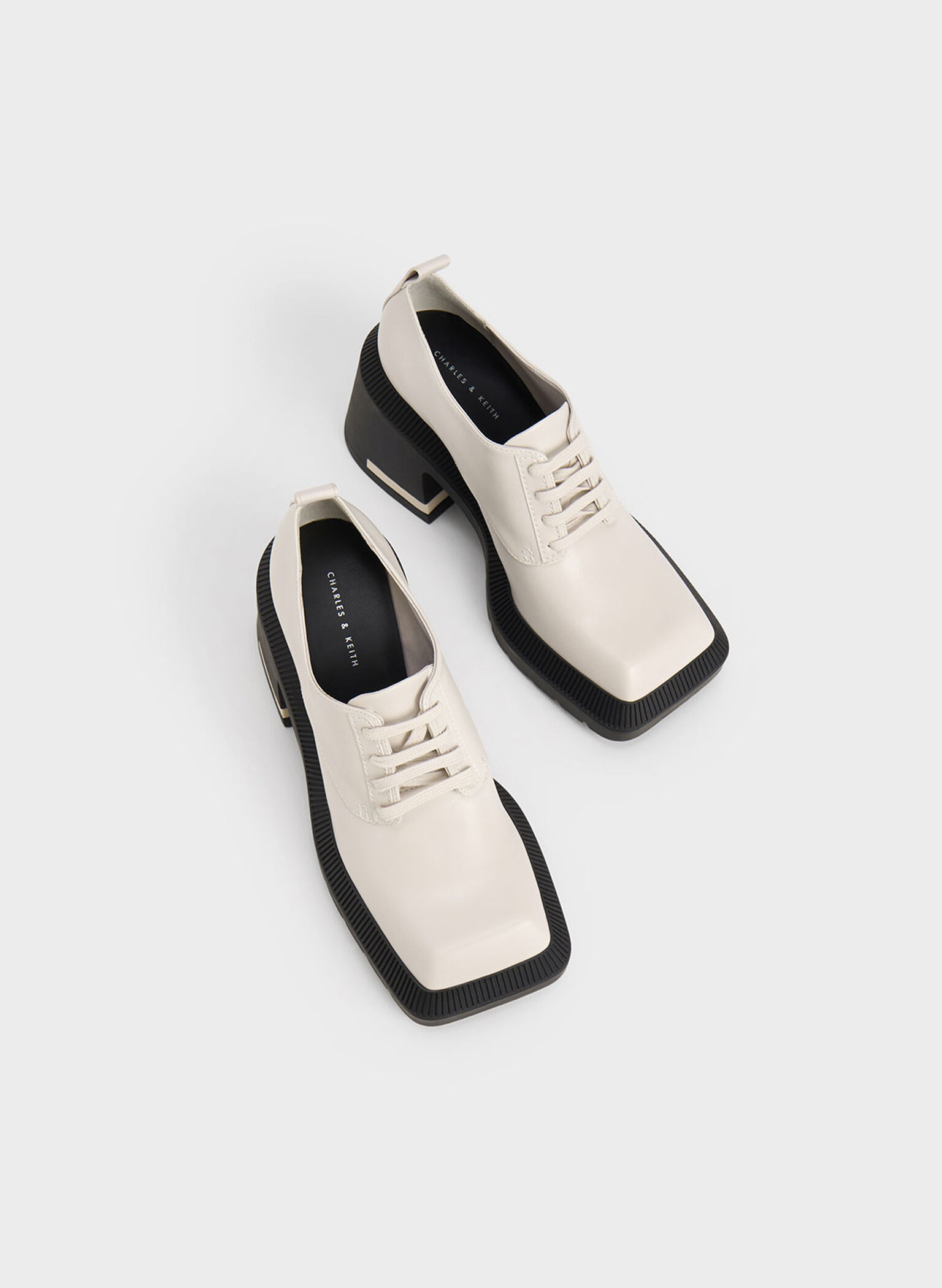 Emery Geometric Chunky Oxfords, White, hi-res
